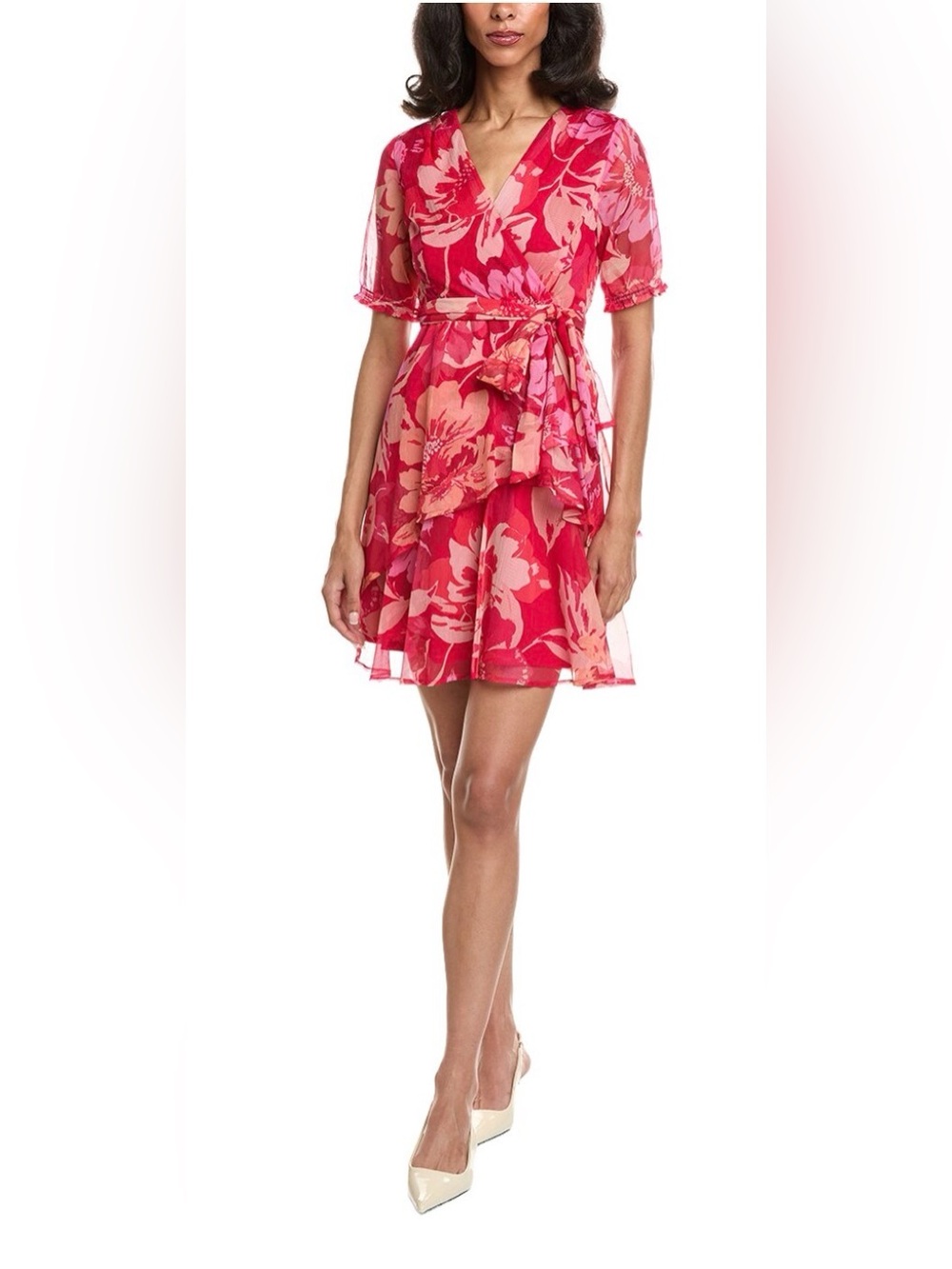 Raspberry Floral Petite Mini Dress | Sweet Brunch Shower Garden Party Look | 0P